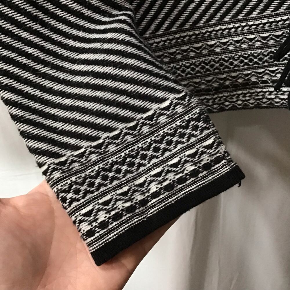 Chico's Black & White Stripe Western Boho Fringe Cardigan sweater 3 XL - Picture 3 of 8
